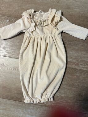 Cream Ruffled Baby Gown